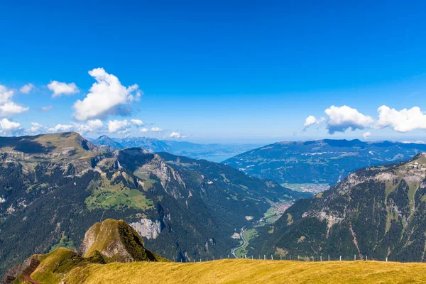 Panoráma Kilátás Alpok Bernese Oberland Lauterbrunnen Völgy Mannlichen Állomás Svájc — Stock Fotó