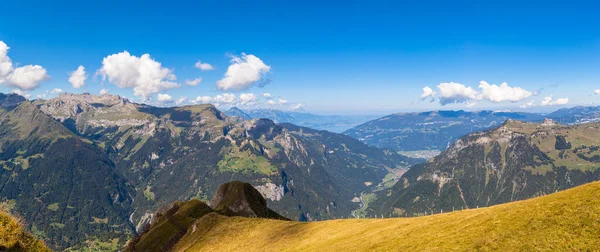 Panoráma Kilátás Alpok Bernese Oberland Lauterbrunnen Völgy Mannlichen Állomás Svájc — Stock Fotó