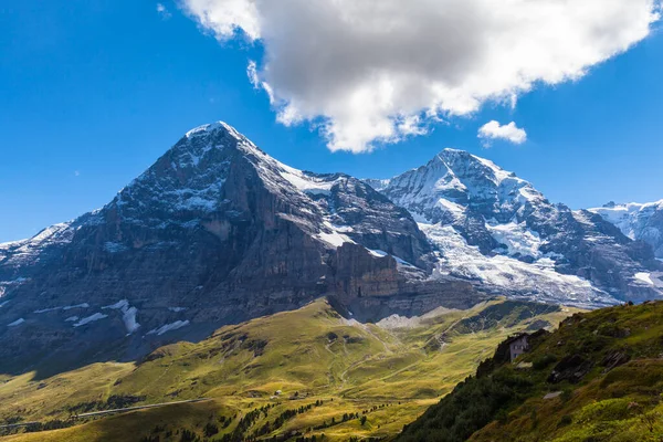 Stunning View Famous Eiger North Face Eiger Glacier Peak Monch — Stock Photo, Image