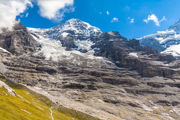 Close View Famous Peak Monch Eiger Glacier Swiss Alps Bernese — Stock Photo, Image