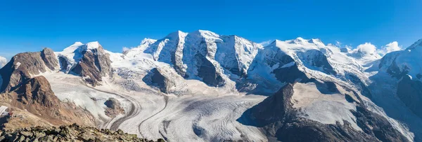 Impresionante Vista Del Enorme Glaciar Bernina Morteratsch Cima Munt Pers — Foto de Stock