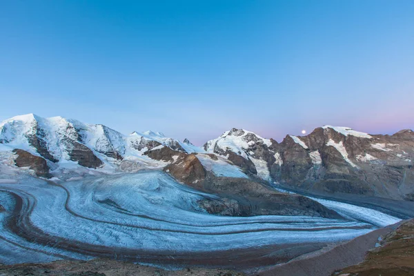 Fantastisk Utsikt Över Berninas Massiva Och Morteratschglaciär Vid Diavolezzas Bergshus — Stockfoto