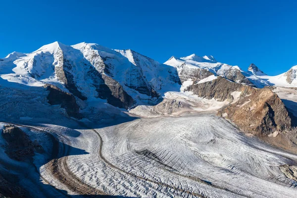 Impresionante Vista Del Macizo Bernina Incluyendo Piz Palu Piz Bellavista — Foto de Stock