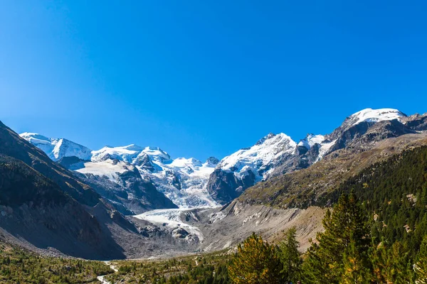 Splendida Vista Sul Massiccio Del Bernina Sul Ghiacciaio Morteratsch Sul — Foto Stock