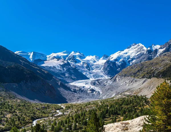 Prachtig Uitzicht Bernina Massieve Morteratsch Gletsjer Het Wandelpad Engadine Gebied — Stockfoto