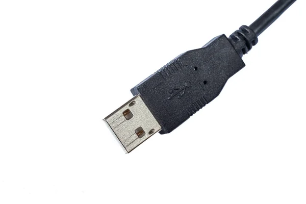 Vista Perto Conector Usb Fundo Branco Isolado — Fotografia de Stock