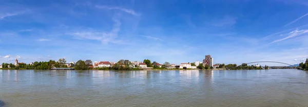 Vista Panorámica Del Río Rin Frontera Suiza Francia Alemania Basilea —  Fotos de Stock
