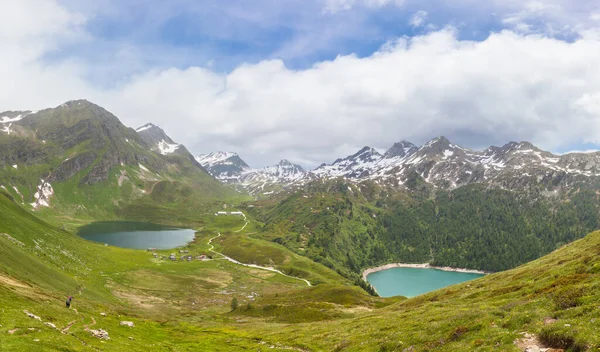 Panorama Uitzicht Het Meer Van Ritom Cadagno Met Alpen Achtergrond — Stockfoto