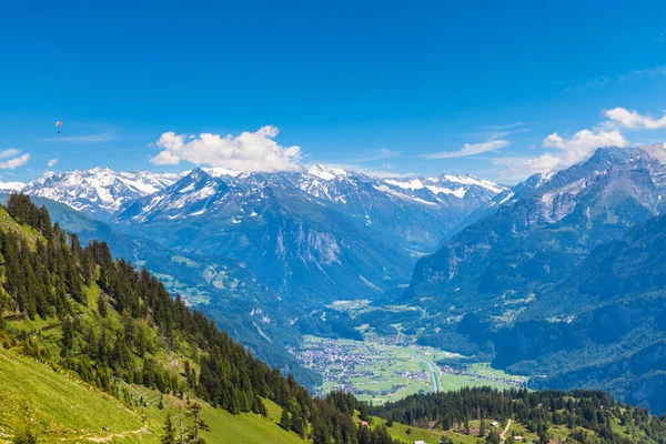 Vue Panoramique Sur Sentier Pédestre Oberland Bernois Avec Chaîne Montagnes — Photo