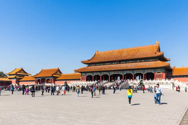 Pékin Chine Octobre 2014 Beaucoup Touristes Visitent Ville Interdite Pékin — Photo