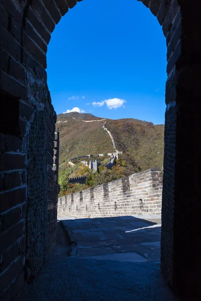 Vue Intérieur Tour Beacon Grande Muraille Mutianyu Pékin Chine — Photo
