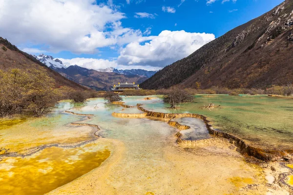 Vista Deslumbrante Parque Nacional Huanglong Província Sichuan China Fotografias De Stock Royalty-Free
