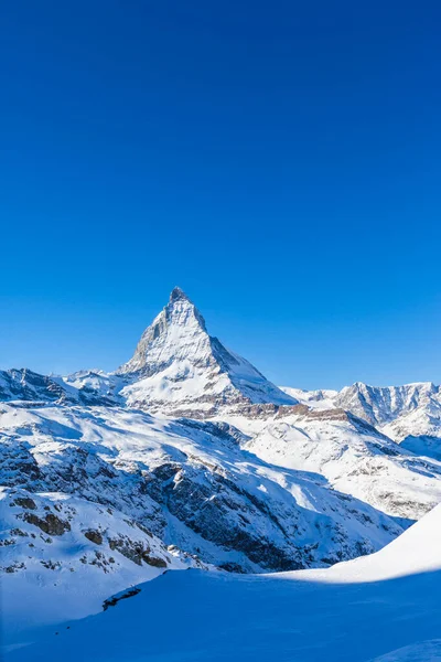 Stunning View Matterhorn Clear Sunny Day Gornergrat Train Station — Stock Photo, Image