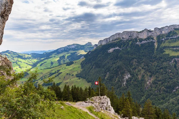 Πανόραμα Άποψη Της Οροσειράς Ebenalp Ειδική Δομή Στρώματος Καντόνιο Appenzell — Φωτογραφία Αρχείου