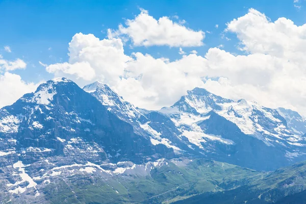 Πανοραμική Άποψη Των Διάσημων Κορυφών Eiger Monch Και Jungfrau Swiss — Φωτογραφία Αρχείου