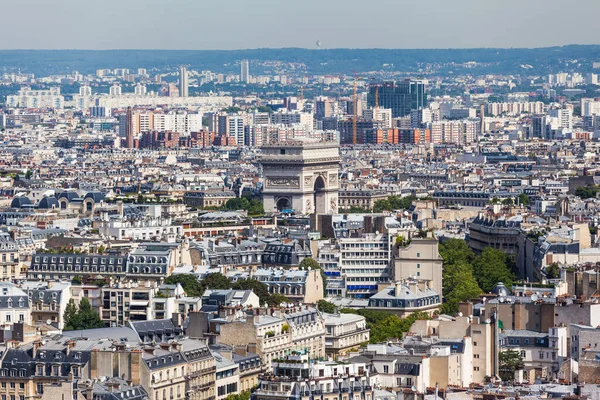 Vista Aérea París Dirección Arco Del Triunfo Desde Torre Eiffel — Foto de Stock