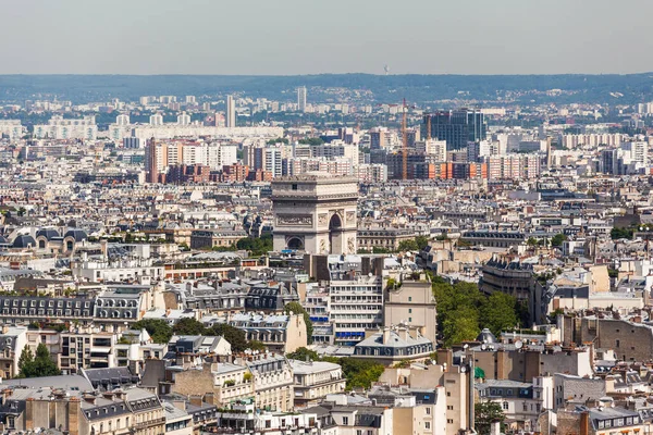 Luchtfoto Van Parijs Richting Van Arc Triomphe Triomfboog Vanaf Eiffeltoren — Stockfoto