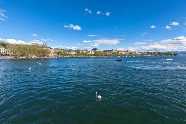 Vista Panorámica Del Zurichsee Lago Zurich Paisaje Urbano Del Casco —  Fotos de Stock