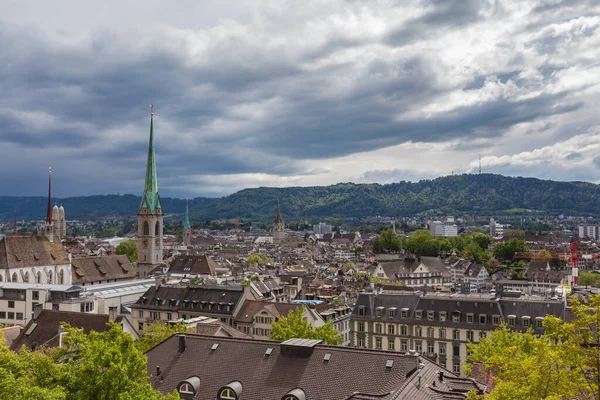 Vista Aerea Panoramica Della Città Vecchia Zurigo Paesaggio Urbano Dalla — Foto Stock