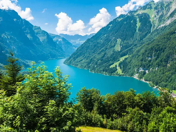 Aerial View Kloentaler Lake Kloenthalsee Summer Glarus Switzerland — Stock Photo, Image