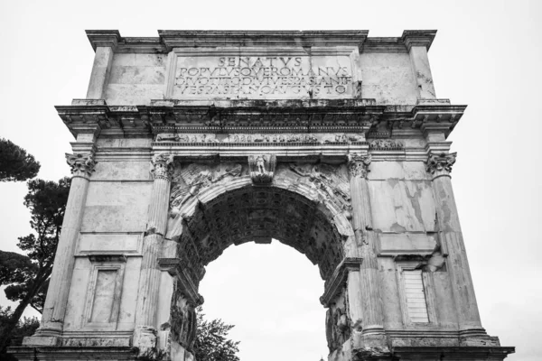 Black White View Arch Titus Rome Italy — Stock Photo, Image