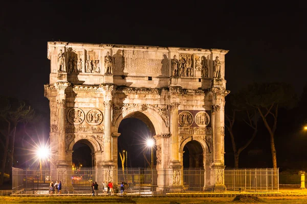 Nachtzicht Boog Van Constantijn Nabij Het Colosseum Rome Italië — Stockfoto
