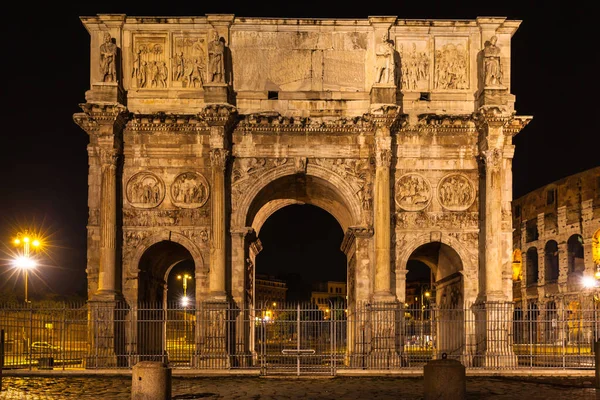 Nachtzicht Boog Van Constantijn Nabij Het Colosseum Rome Italië — Stockfoto