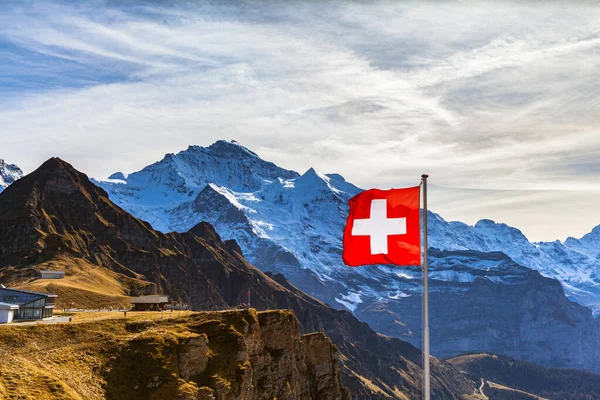 Vue Imprenable Sur Célèbre Jungfrau Des Alpes Suisses Sur Oberland — Photo