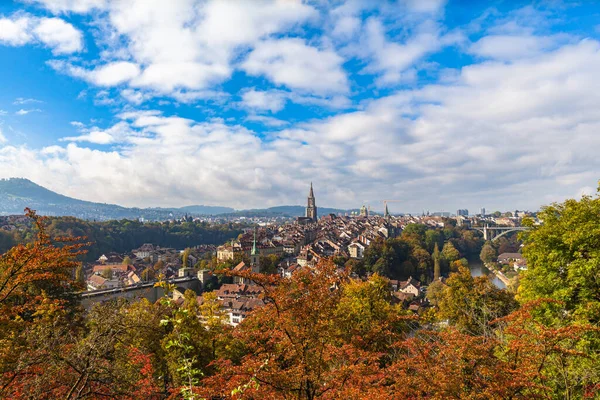 Splendida Vista Aerea Panoramica Della Città Vecchia Berna Con Cattedrale — Foto Stock