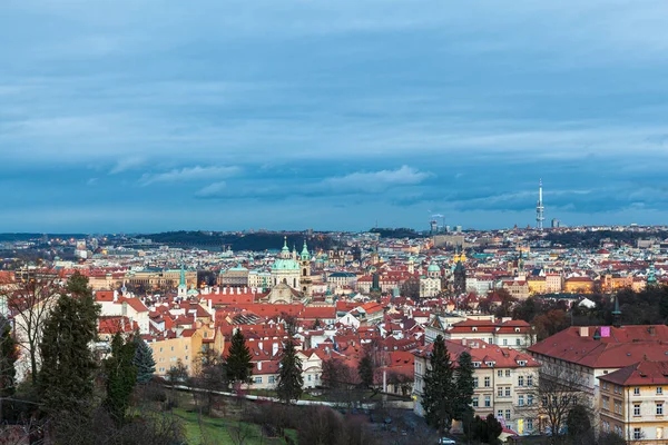 Panorama Luftfoto Prag Skyline Med Mala Strana Gamle Bydel Fra - Stock-foto
