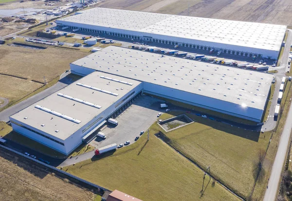 Aerial view from drone of warehouse storage or industrial factor — Stock Photo, Image