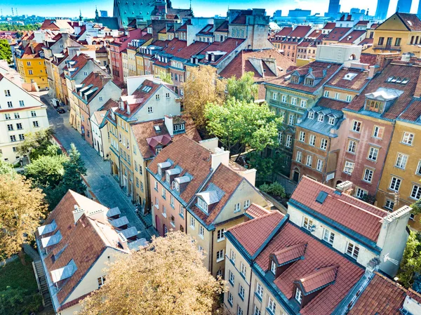 Aerial view of the Warsaw's old town. Poland. Beautiful European — Stock Photo, Image