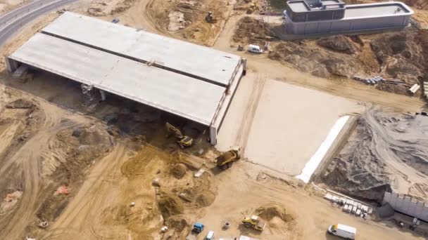 Time Lapse Expressway Construction Site Zoom Vista Aérea Puente Norte — Vídeos de Stock