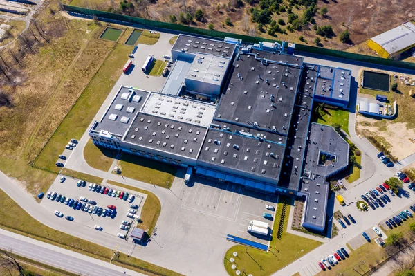 Elosztó logisztika épület parkoló-légi — Stock Fotó
