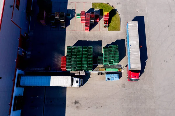 Loading bay, industrial building, logistics - aerial view