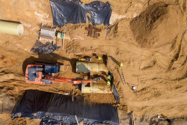 Yeni yol şantiye havadan görünümü. Otoyol