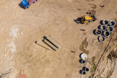 Endüstriyel kamyon yükleyici ekskavatör toprak taşıma ve boşaltma. Ae