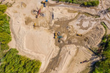 Monohidalllit mayın tarlası üzerinde havadan görünüm. Kum benim. Şundan görüntüle