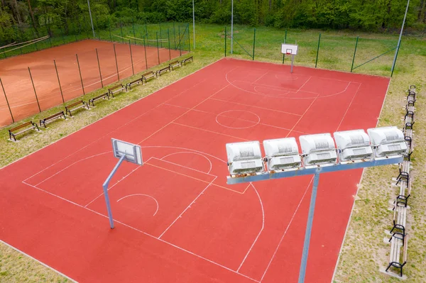 Basketball court, Top view of court and baseline, template for t