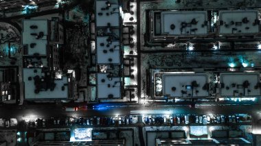 Havadan görüldüğü gibi şehir manzarası. Yerleşim Alanı