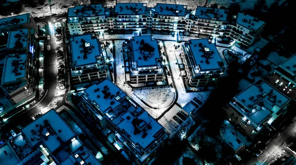 Vista aérea da cidade à noite.Área residencial . — Fotografia de Stock