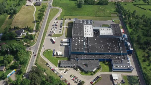 Industrial Modern Warehouse Loading Dock Ourdoor. Aerial view — Stock Video