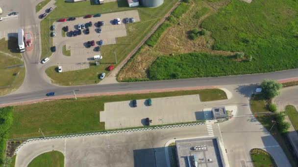 Distribution logistics buildings and industrial area - aerial view — Stock Video