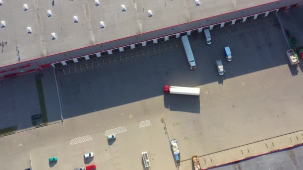 Aerial View of Cargo Containers and Distribution Warehouse — Stock Video