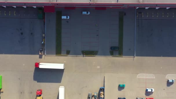 Luchtfoto van vracht containers en distributie magazijn — Stockvideo