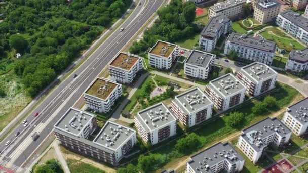 Aerial view of the residential area of the city 4k — Stock Video