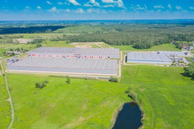 Dağıtım merkezinin havadan görünümü, drone fotoğrafçılığı
