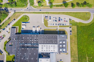 Dağıtım merkezinin havadan görünümü, drone fotoğrafçılığı