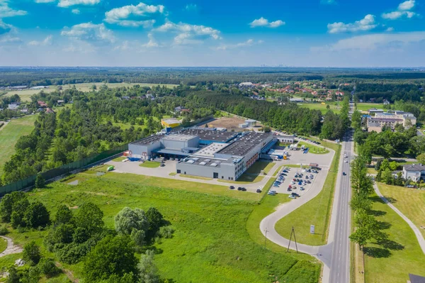 Aerial view of the distribution center, drone photography of the
