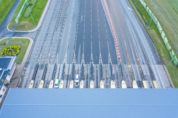 Vista Aérea Drones Ponto Recolha Portagens Auto Estrada Polónia — Fotografia de Stock
